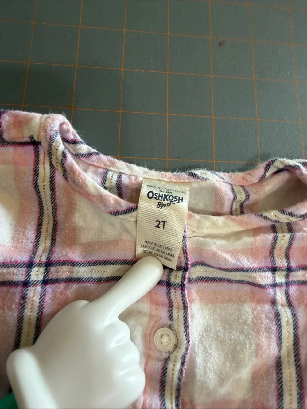 OshKosh B'gosh Pink Plaid Long-Sleeve Peplum Top 2T